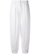 Jil Sander Navy Tapered Trousers, Women's, Size: 40, White, Cotton/acetate/cupro