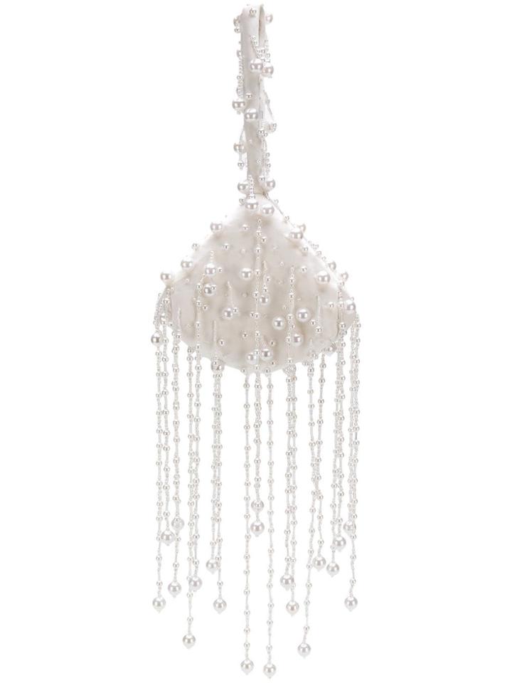 Christopher Kane Pearl Embroidered Satin Bag - White