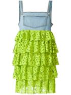 Daizy Shely Tiered Lace And Denim Pinafore - Green