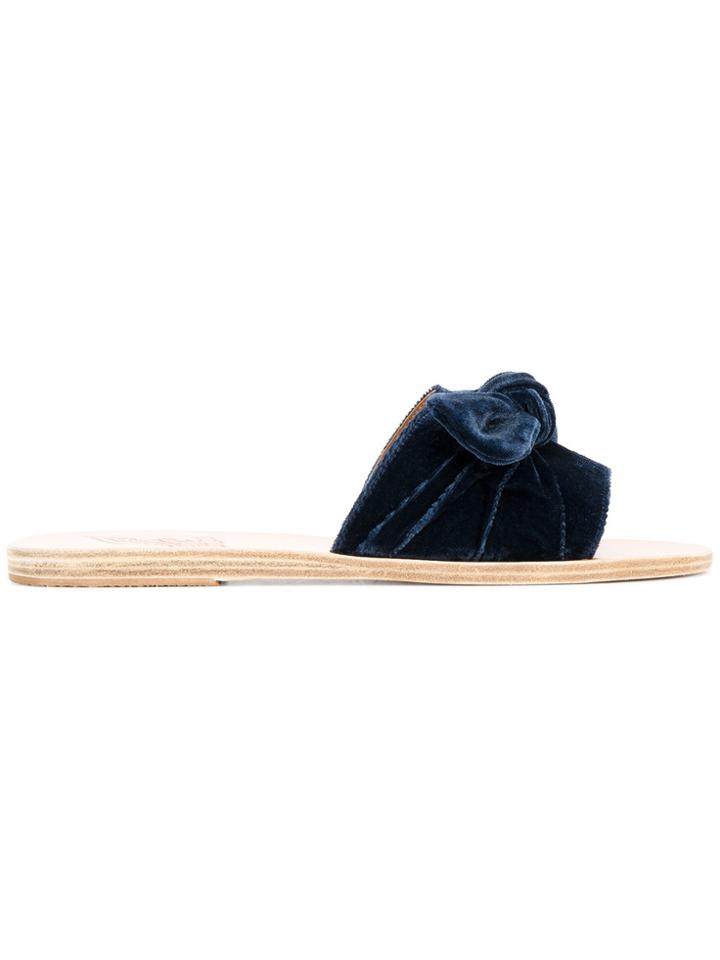 Ancient Greek Sandals Blue Velvet Taygete Slides