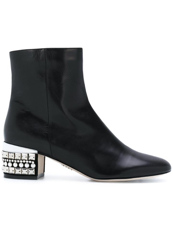 Rodo Embellished Heel Boots - Black
