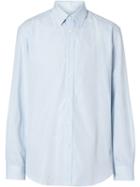 Burberry Classic Fit Striped Cotton Poplin Dress Shirt - Blue