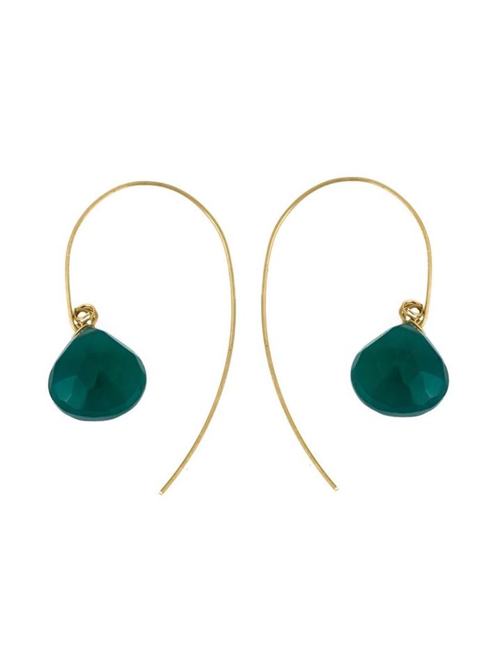 Uzerai Edits 18kt Yellow Gold Green Agate Earrings, Women's, Metallic, 18kt Yellow Gold/agate