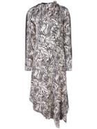 Proenza Schouler Zebra Print Long Sleeve Scarf Dress - White
