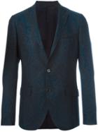 Etro Two Button Blazer, Men's, Size: 50, Blue, Silk/acetate/wool