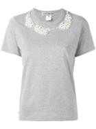 Comme Des Garçons Comme Des Garçons - Pearled Trim T-shirt - Women - Cotton - M, Women's, Grey, Cotton