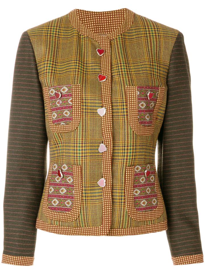 Moschino Vintage Plaid Collarless Jacket - Multicolour