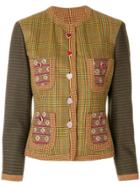 Moschino Vintage Plaid Collarless Jacket - Multicolour
