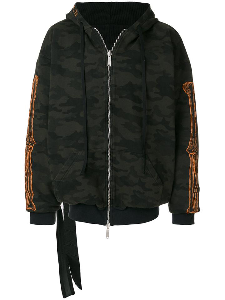 Unravel Project Camouflage Print Hooded Jacket - Green