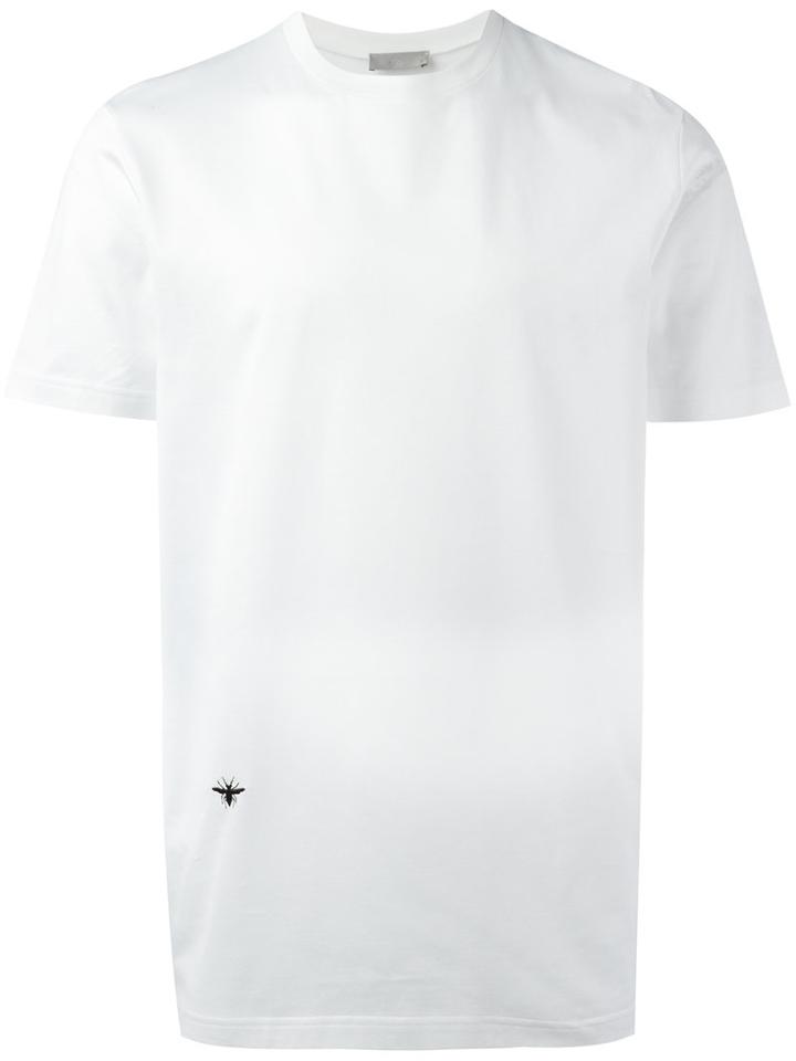Dior Homme Bee Embroidered T-shirt, Men's, Size: Small, White, Cotton