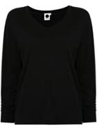 Bassike Long-sleeved V-neck T-shirt - Black