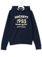 Hackett Kids Logo Print Zipped Hoodie - Blue