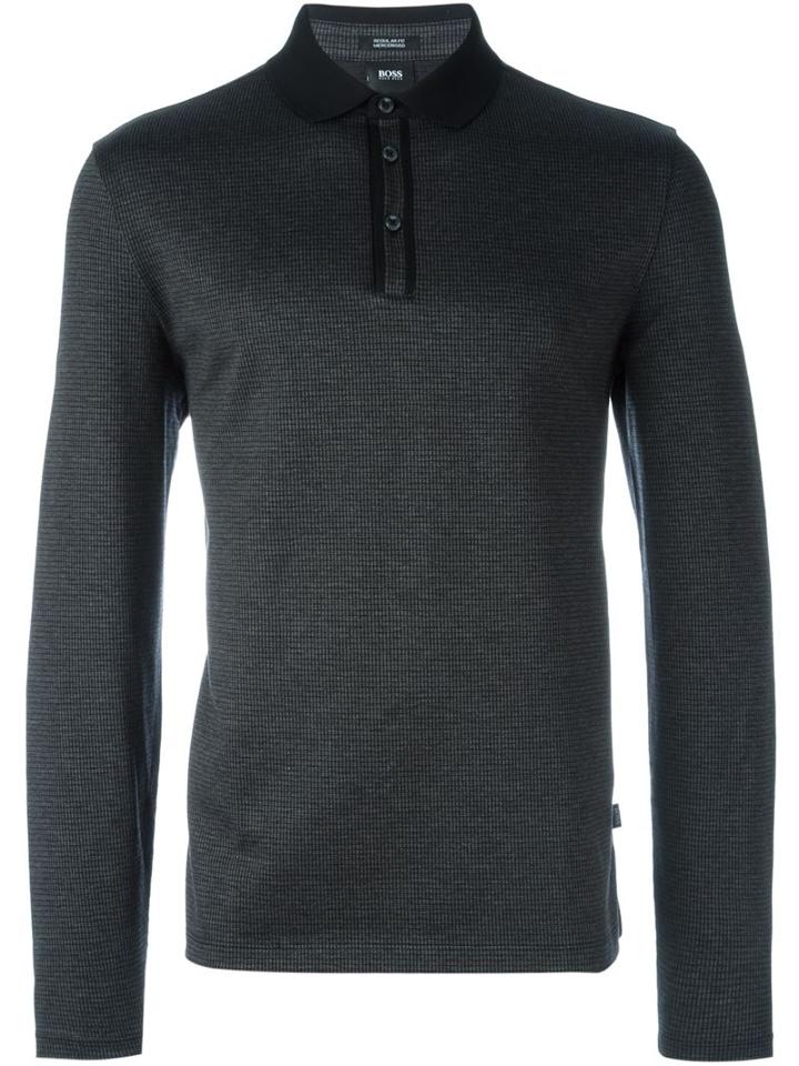 Boss Hugo Boss Long Sleeve Polo Shirt, Men's, Size: Xxl, Grey, Cotton