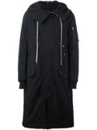 Rick Owens Drkshdw Hooded Long Coat, Men's, Size: Medium, Black, Cotton/acrylic/polyester
