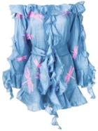 Yuliya Magdych Dragonfly Ruffle Mini Dress - Blue