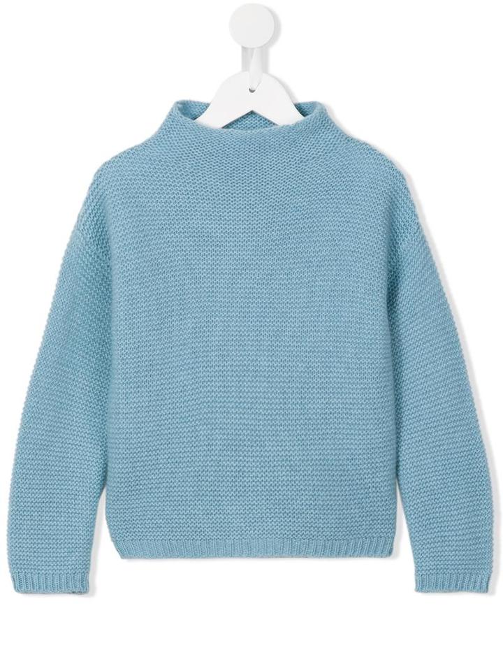 Il Gufo Funnel Neck Knitted Jumper, Toddler Girl's, Size: 2 Yrs, Blue