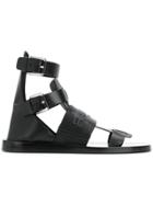 Balmain Embossed Logo Roman Sandals - Black
