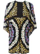 Msgm Floral Print Cape Dress - Multicolour