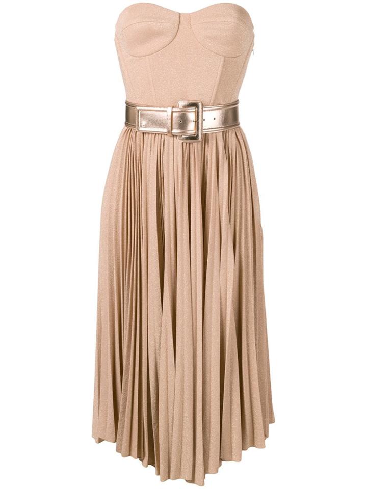 Elisabetta Franchi Belted Midi Dress - Neutrals