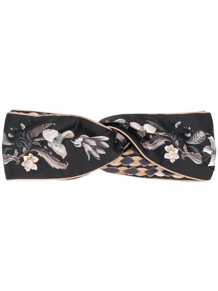 Salvatore Ferragamo Floral-print Headband - Black