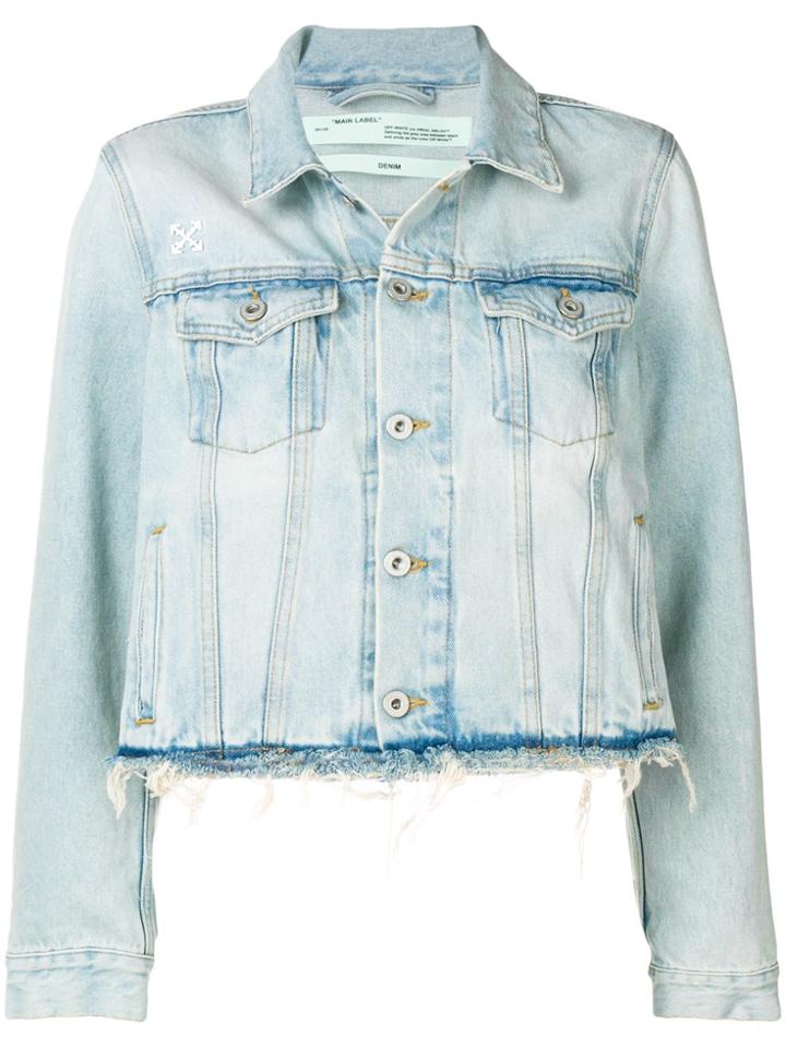 Off-white Denim Frayed Jacket - Blue