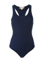 Michael Kors Racerback Bodysuit, Women's, Size: Medium, Blue, Polyester/viscose