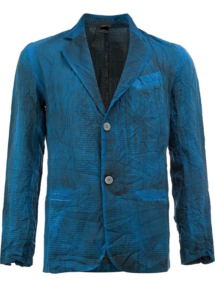 Avant Toi Bleached Effect Blazer, Men's, Size: Medium, Blue, Silk/cotton/linen/flax/polyamide
