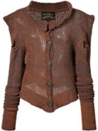 Vivienne Westwood Anglomania Mesh Knit Button Cardigan, Women's, Size: L/xl, Yellow/orange, Cotton/acrylic/virgin Wool