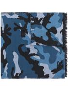 Valentino Camouflage Print Scarf - Blue