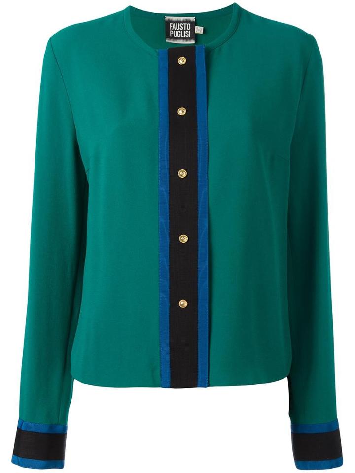 Fausto Puglisi Collarless Shirt, Women's, Size: 44, Green, Acetate/viscose