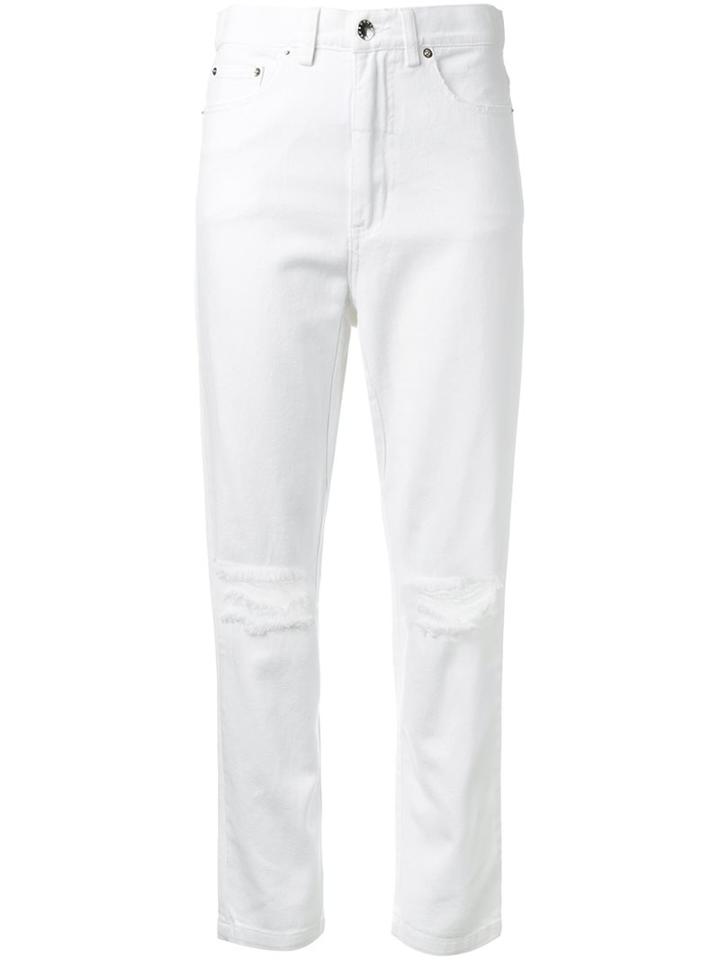 Georgia Alice Cropped Boyfriend Jeans, Women's, Size: 12, White, Cotton