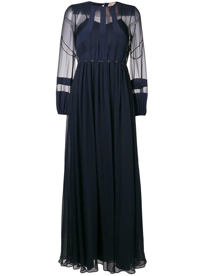 No21 Sheer Panel Dress - Blue