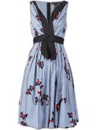 Marc Jacobs Floral Gingham Dress, Women's, Size: 0, Blue, Cotton