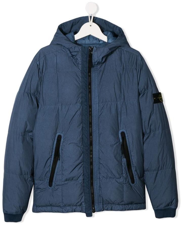 Stone Island Junior Zip-up Logo Jacket - Blue