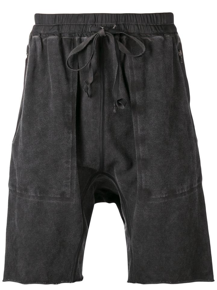 Isaac Sellam Experience - Drop-crotch Shorts - Men - Cotton/calf Leather - L, Grey, Cotton/calf Leather