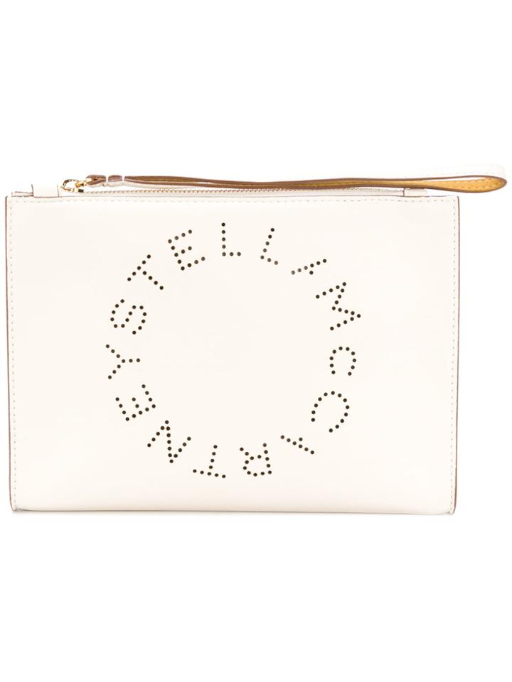 Stella Mccartney Perforated Logo Clutch - White