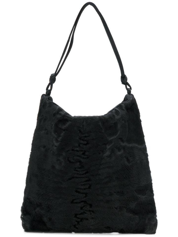 Prada Vintage Zipped Fur Shoulder Bag - Black