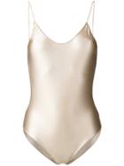 Oseree - Glossy Effect Swimsuit - Women - Polyamide/spandex/elastane - M, Nude/neutrals, Polyamide/spandex/elastane