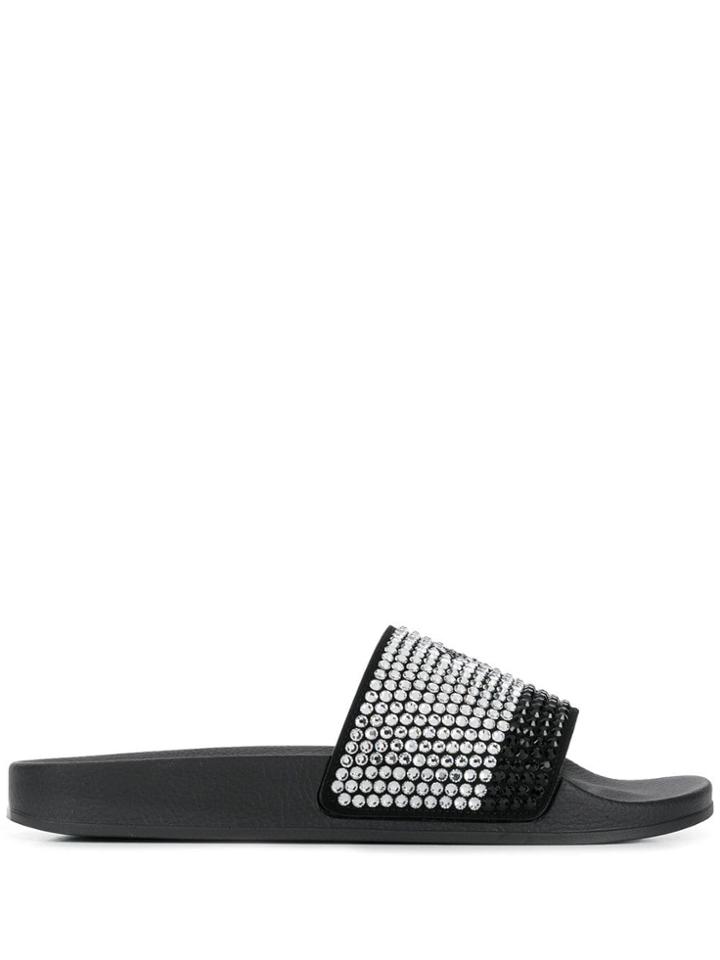 Giuseppe Zanotti Crystal Embellished Slides - Black