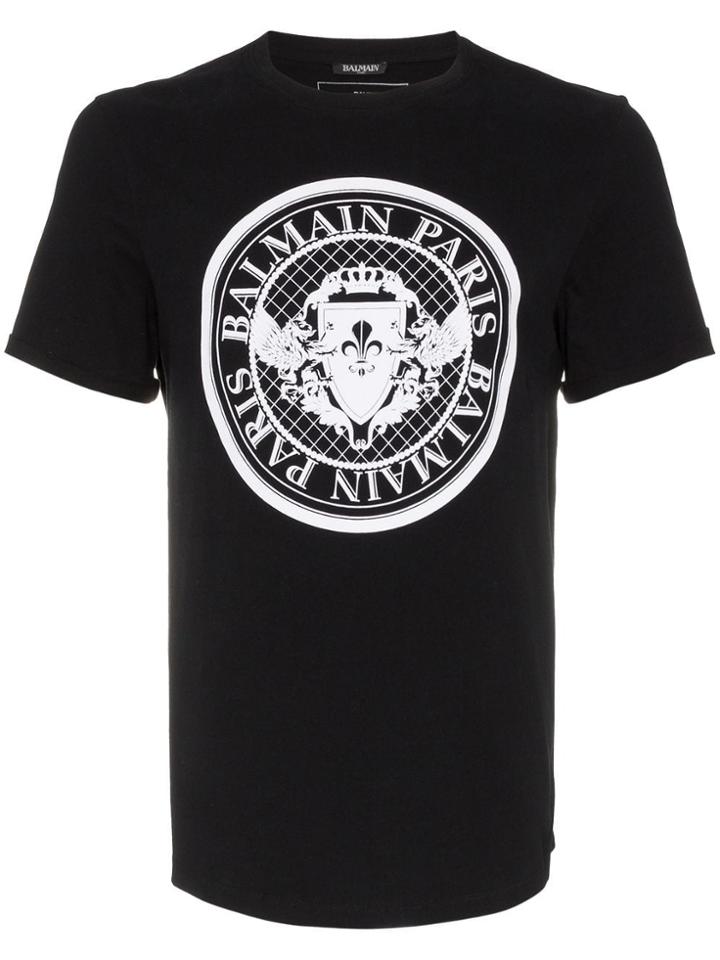 Balmain Coin Print Short Sleeve T-shirt - Black