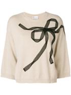 Red Valentino Boxy Lace Bow Sweater - Nude & Neutrals