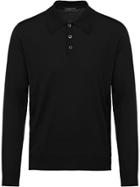 Prada Worsted Wool Polo Shirt - Black