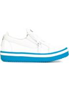 Giuseppe Zanotti Design Zip Detail Sneakers, Men's, Size: 40, White, Leather/patent Leather/rubber