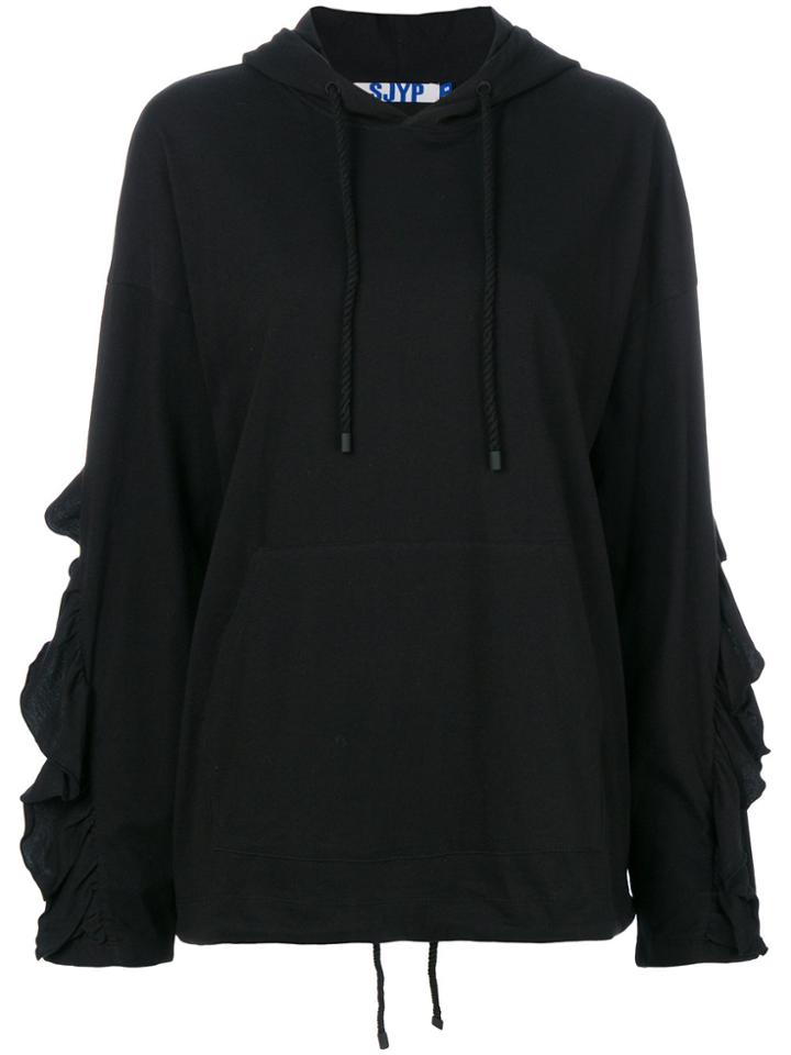 Sjyp Ruffled Hoodie - Black