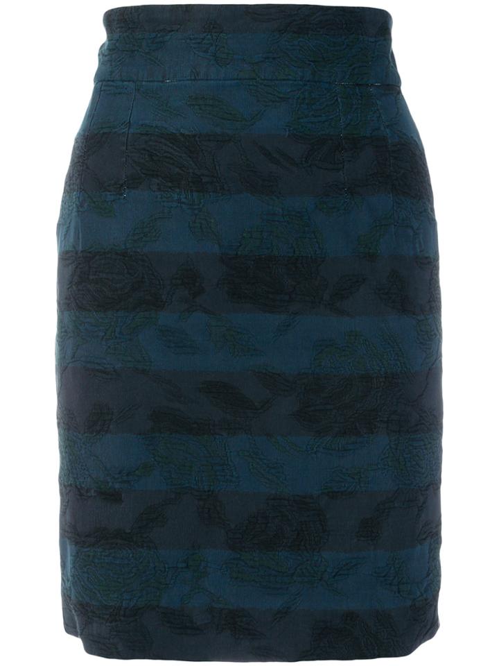 Dolce & Gabbana Vintage Embroidered Detail Pencil Skirt - Blue