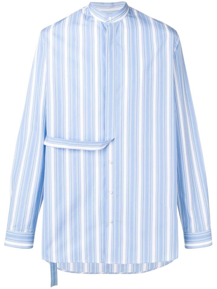 Jil Sander Mandarin Collar Striped Shirt - Blue