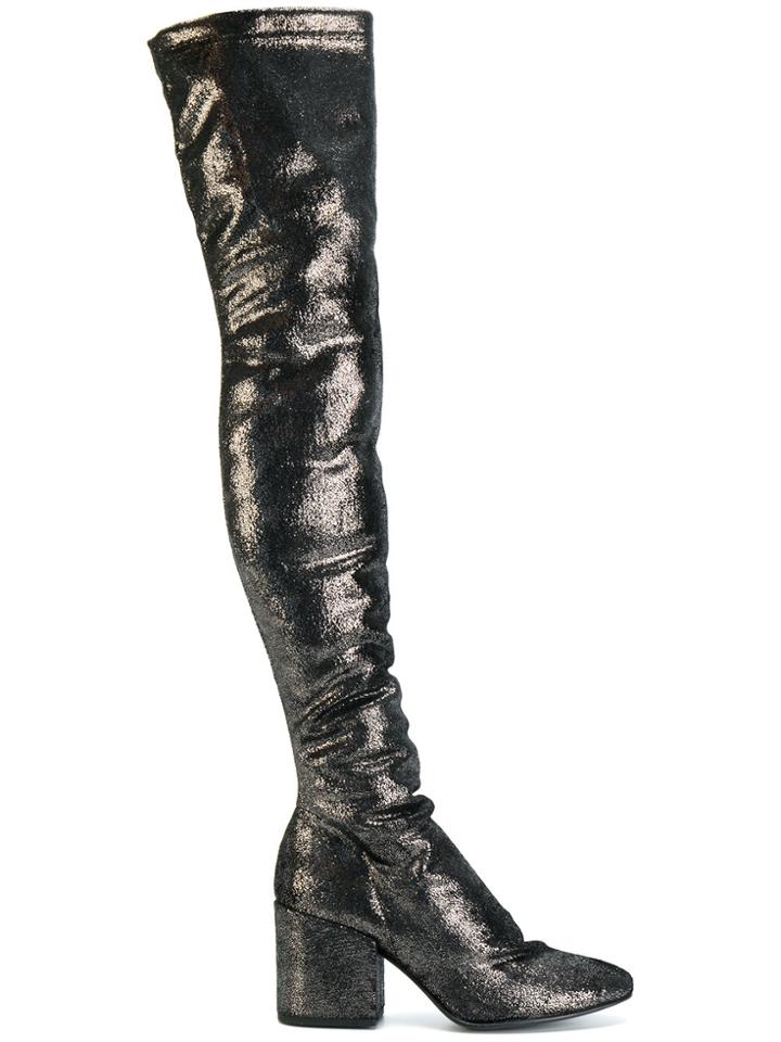 Strategia Metallic Knee Boots - Black