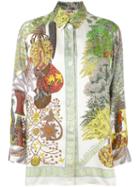 Hermès Vintage Botanical Print Shirt, Women's, Size: 38, Green