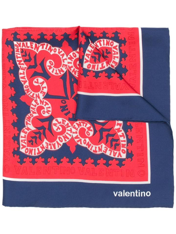 Valentino Mini Bandana Logo Print Scarf - Red