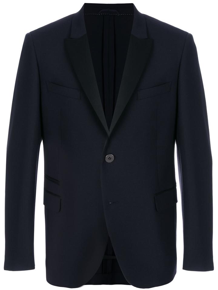 Neil Barrett Black Satin Trimmed Double Button Dinner Jacket - Blue